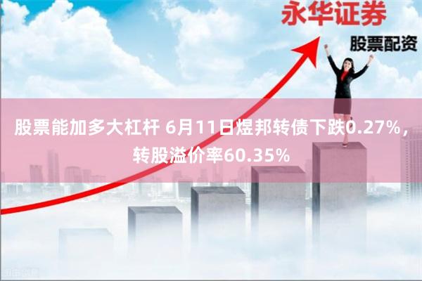 股票能加多大杠杆 6月11日煜邦转债下跌0.27%，转股溢价率60.35%