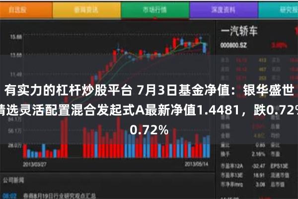 有实力的杠杆炒股平台 7月3日基金净值：银华盛世精选灵活配置混合发起式A最新净值1.4481，跌0.72%